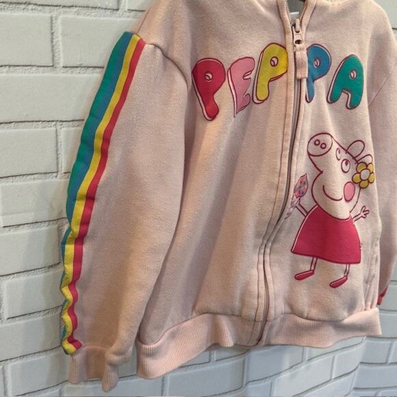Toddler Girls 5T Peppa Pig Zip-up Sweatshirt with Hoodie Flower - Picture 2 of 6